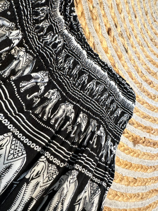 Elephant Shorts - Small / Medium - Black and white