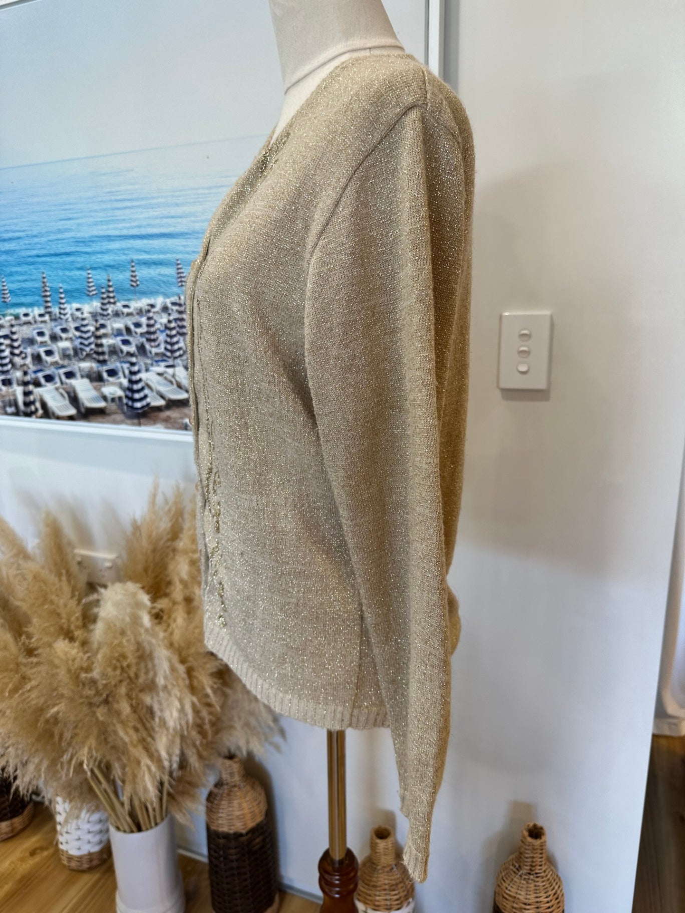 Cardigan - Small - Beige / Gold
