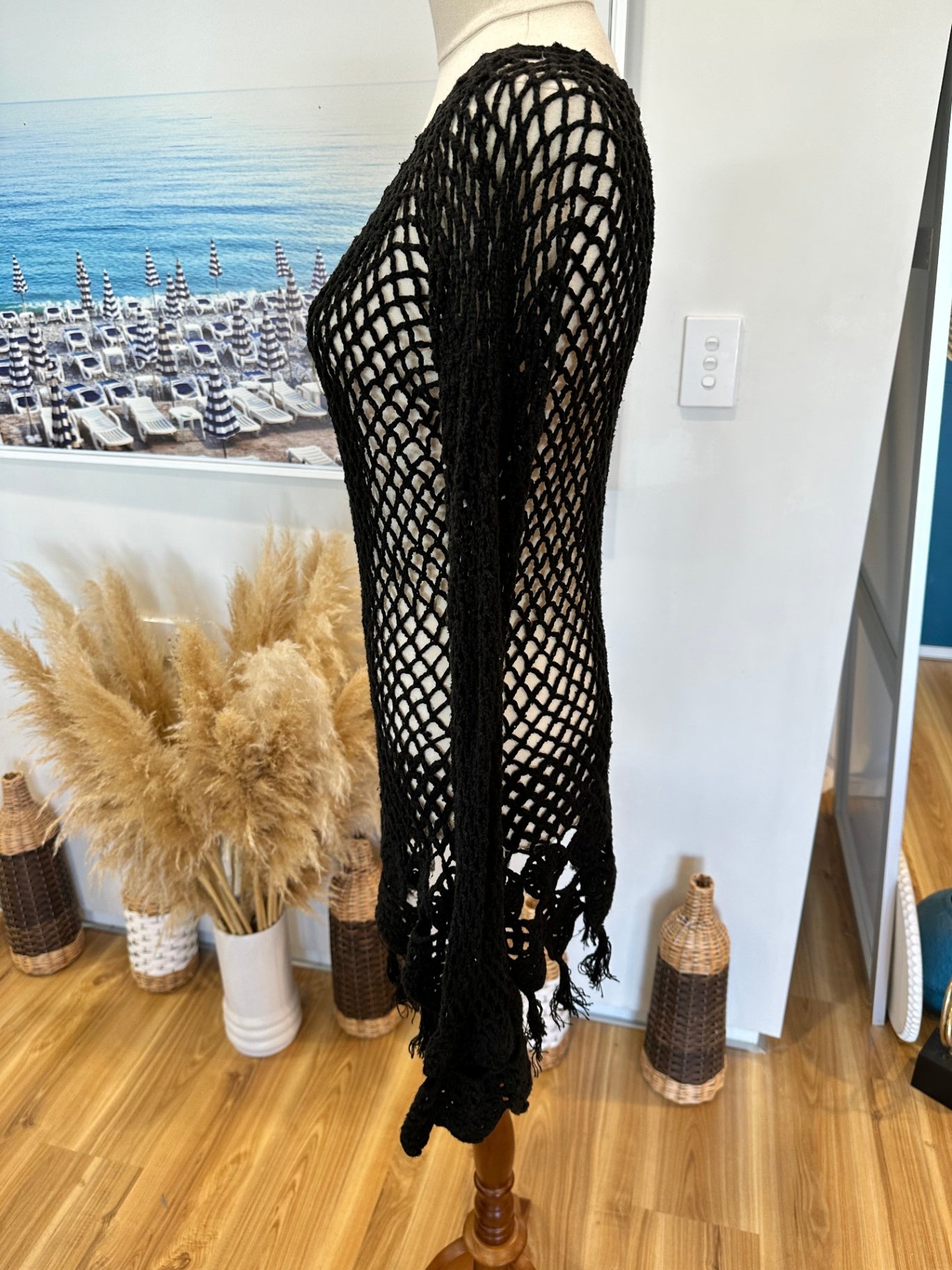 Vintage - Crochet Jumper - Small - Black - Worn by music legend!