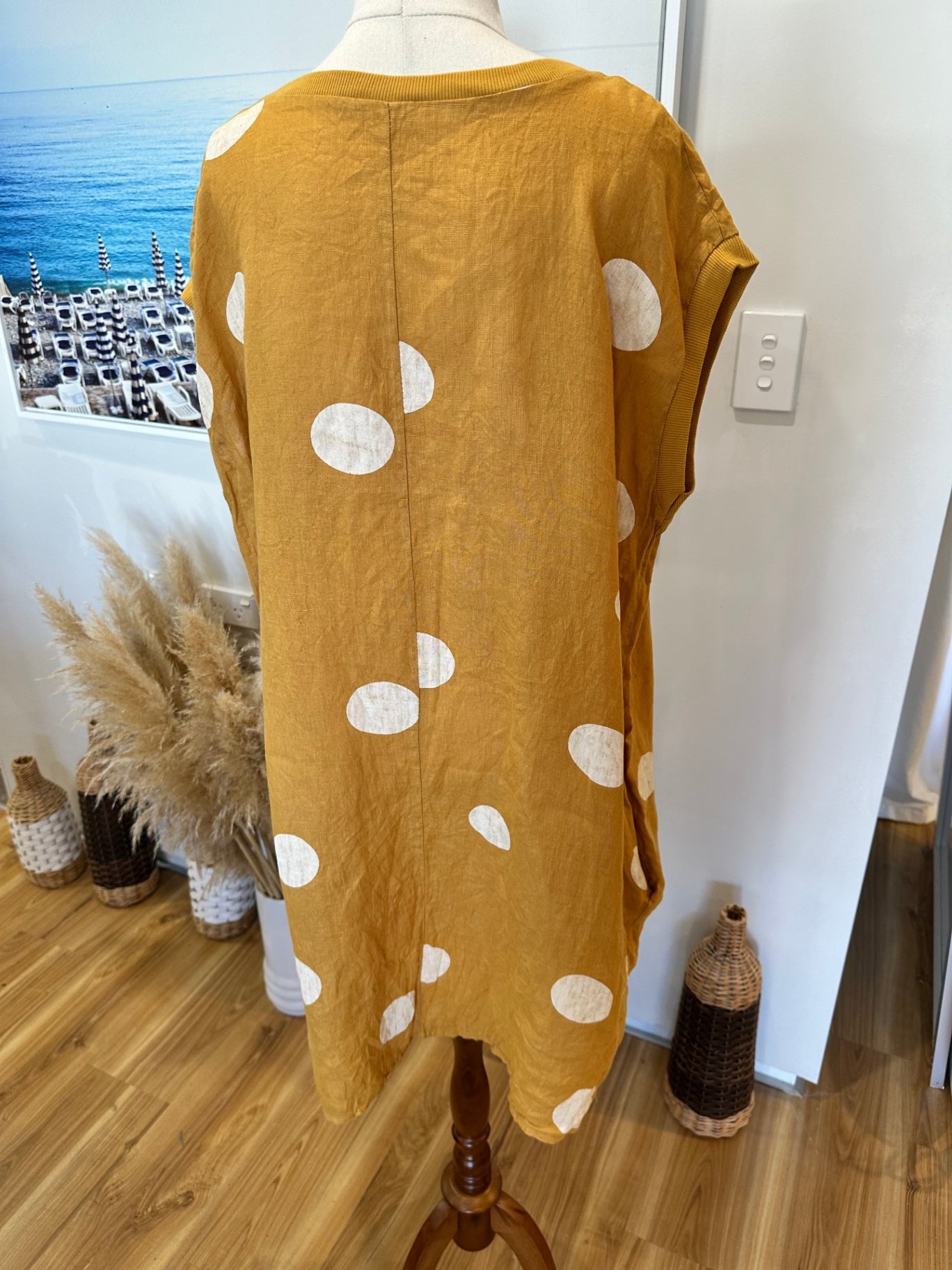 Made in Italy - 100% Linen Dress - Medium - Mustard yellow