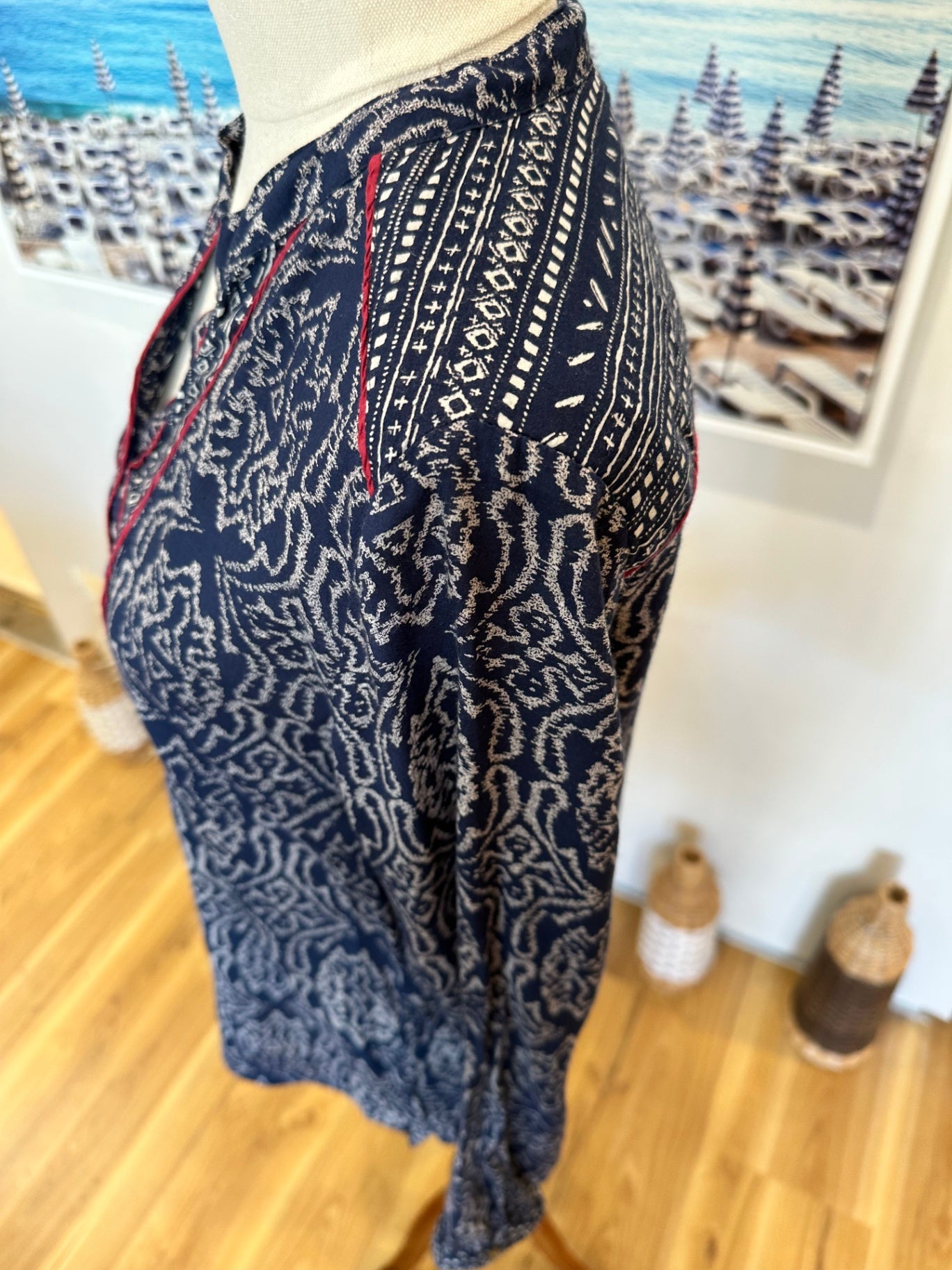 Tigerlily - Bohemian Blouse - Size 6 - Navy Blue and White