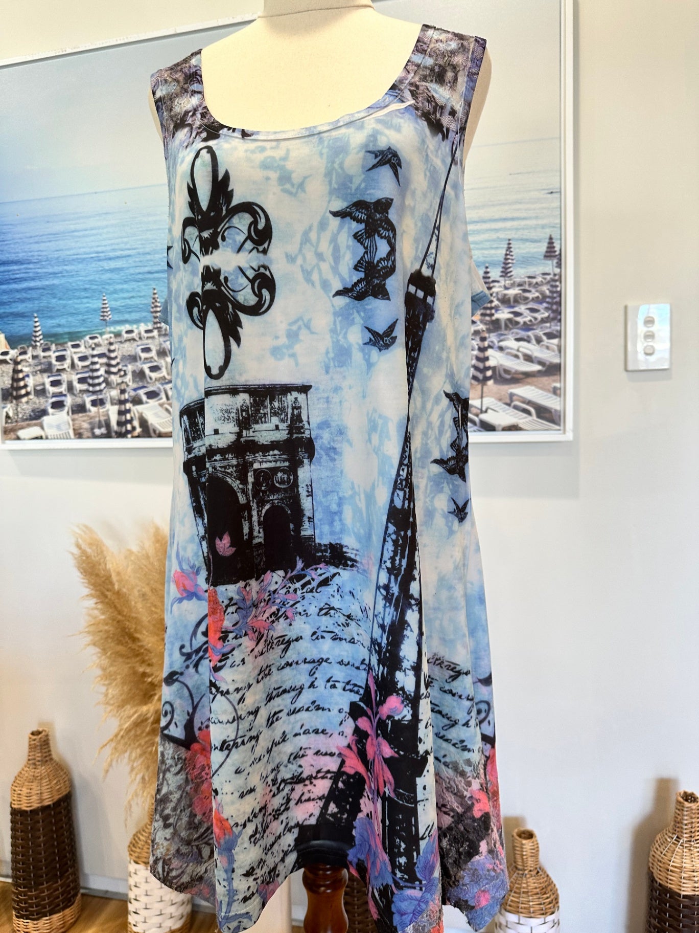 Merric Dress - Size 18 - Pastel Blue / Tie-Dye