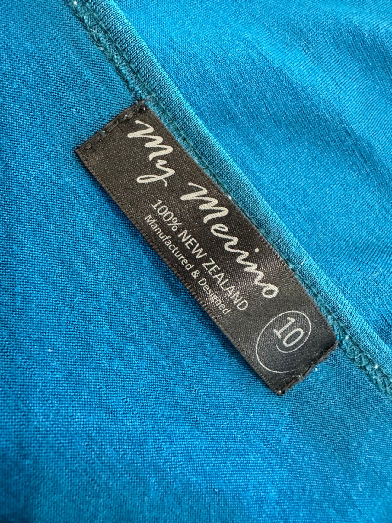 My Merino - Cowl Neck Merino Top - Size 10 - Teal