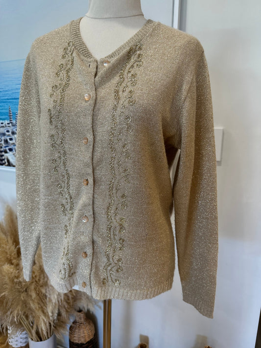Cardigan - Small - Beige / Gold