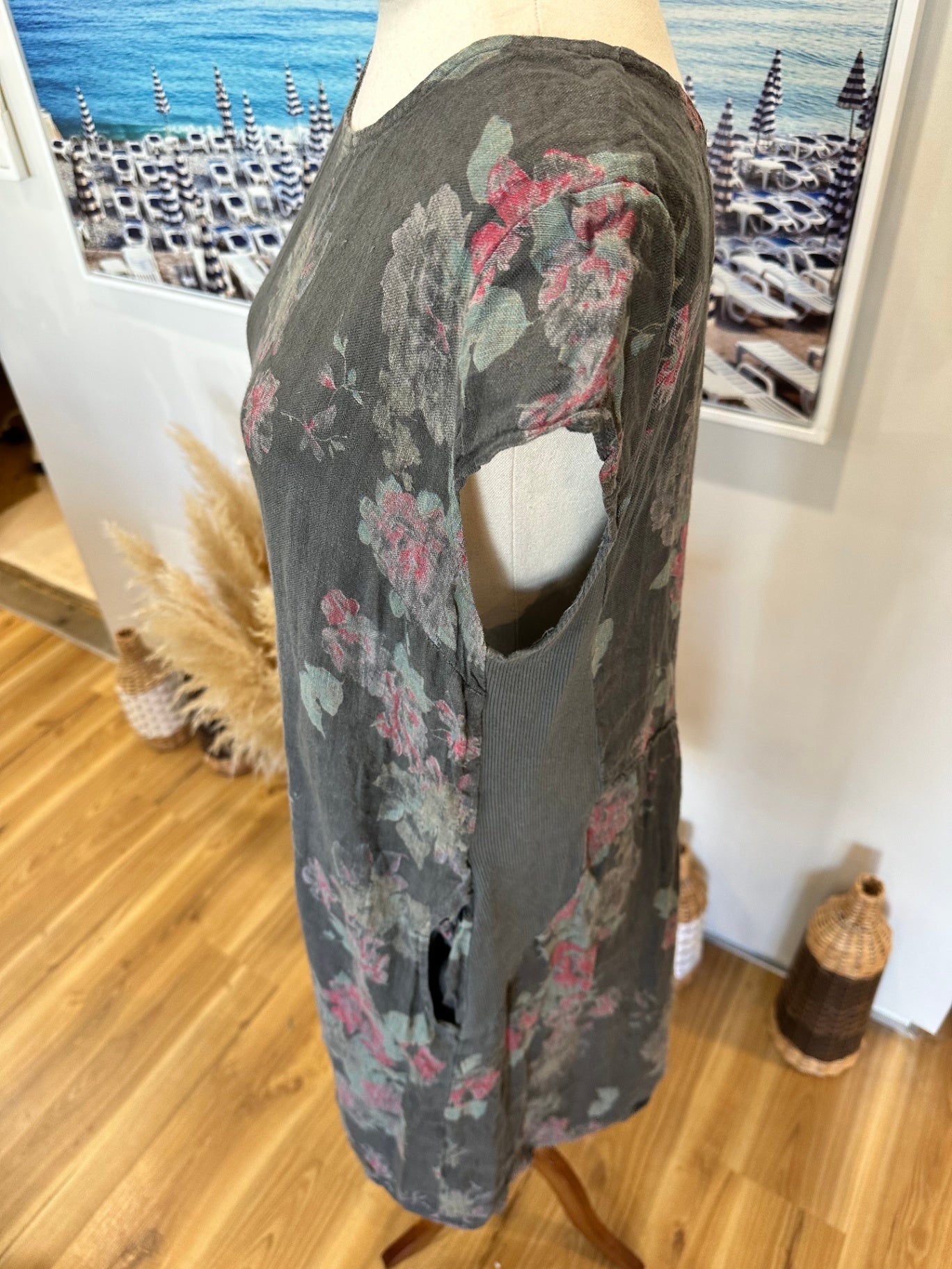 Helga May Dress Medium Dark grey with floral pattern