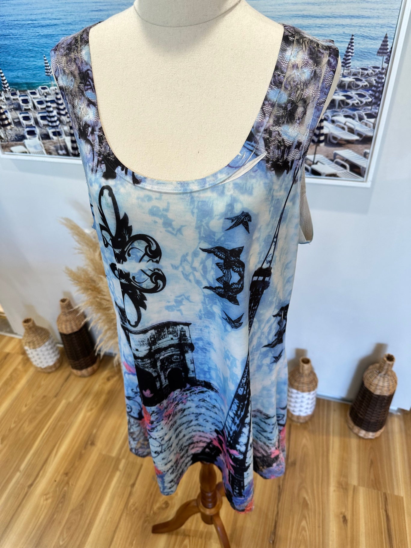 Merric Dress - Size 18 - Pastel Blue / Tie-Dye