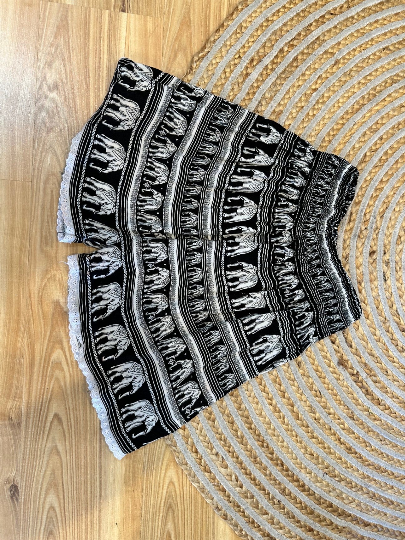 Elephant Shorts - Small / Medium - Black and white