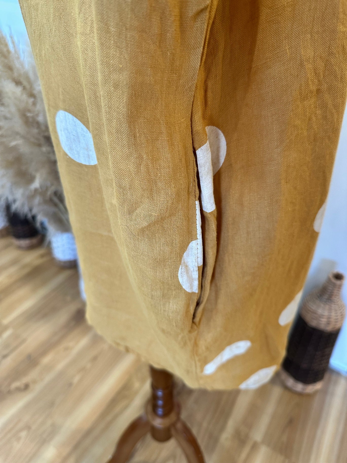 Made in Italy - 100% Linen Dress - Medium - Mustard yellow