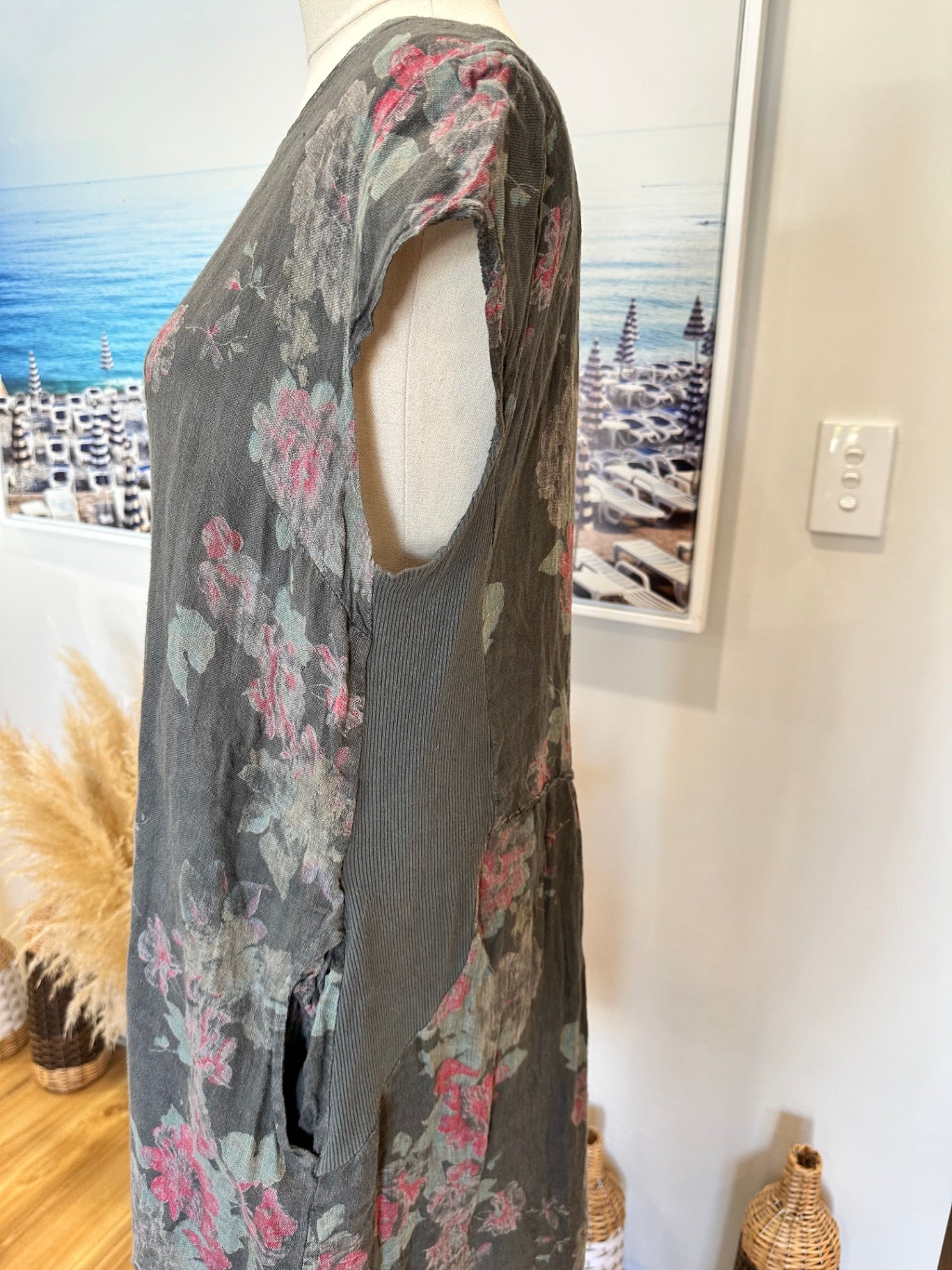 Helga May Dress Medium Dark grey with floral pattern