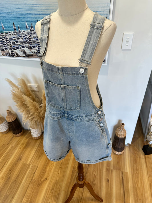 Pale Blue Dungarees - Shorts - Size 10