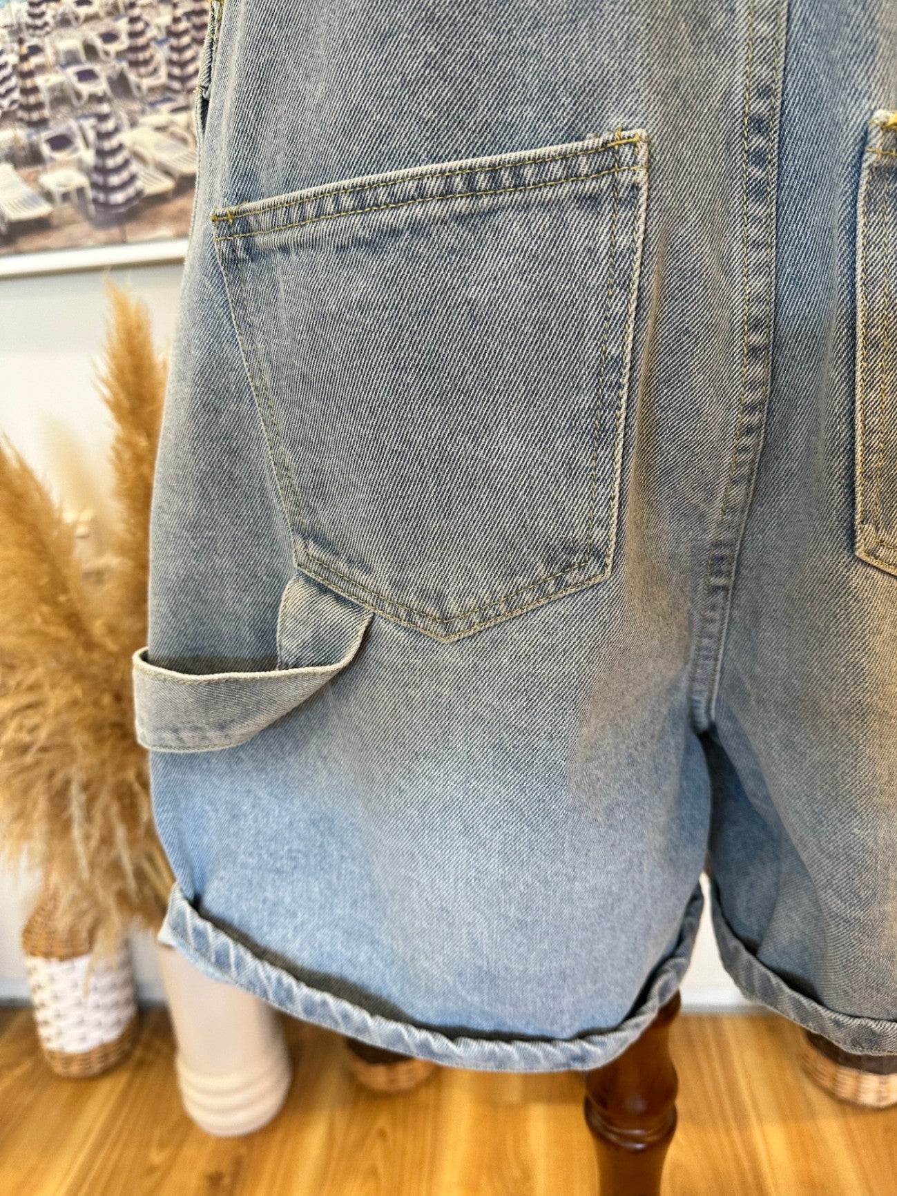 Pale Blue Dungarees - Shorts - Size 10