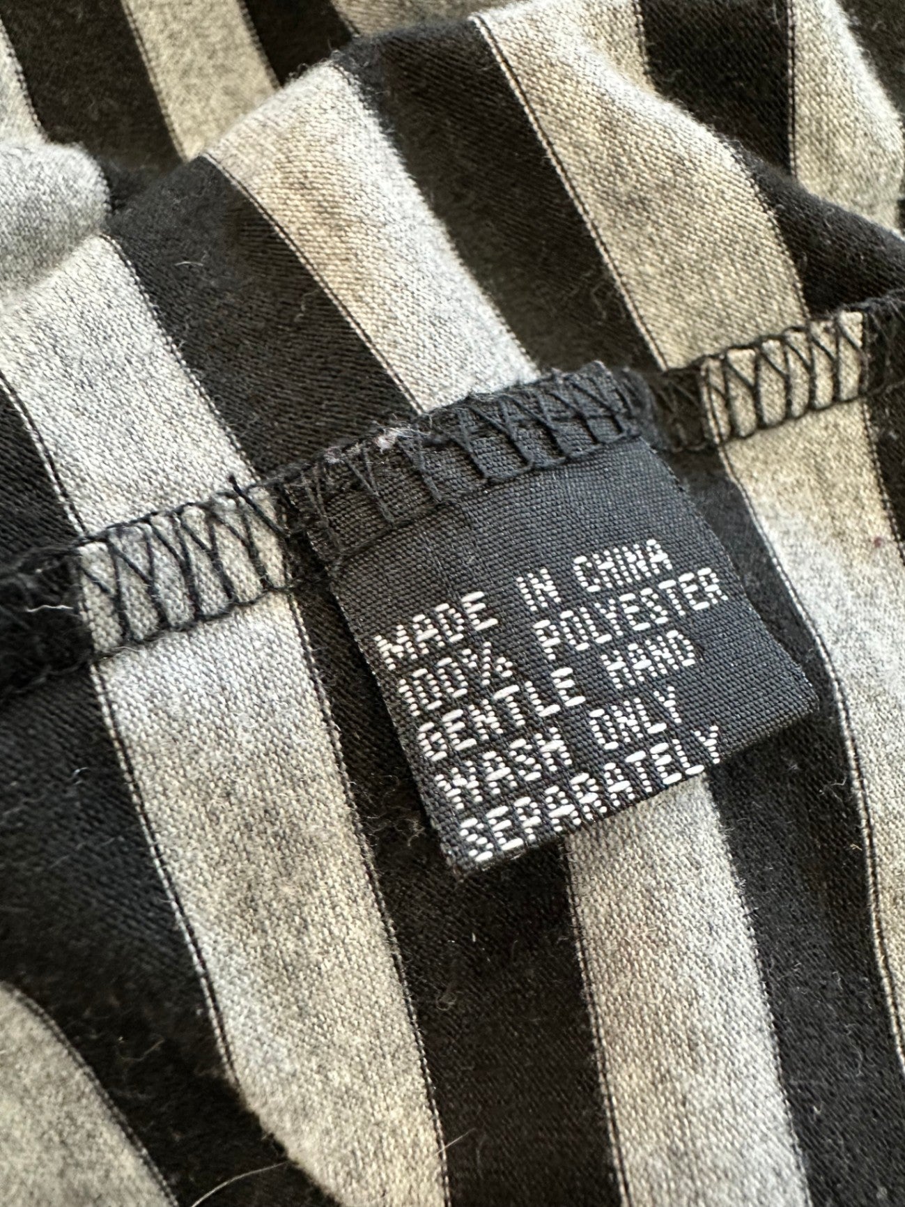 Long-sleeve Top - Size 12 - Black and Grey stripes w Buckle Feature