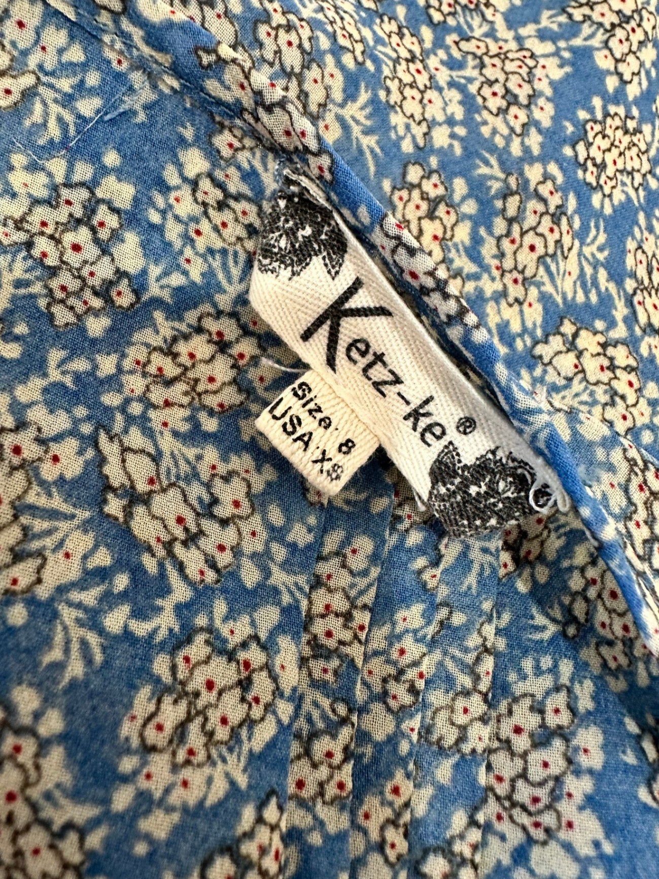 Ketz-Ke Blouse - Size 8 - Blue and beige