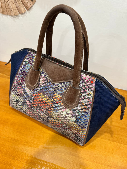 Bohemian Handbag - Navy with Bright Colours