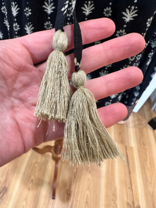 Lazy Beach - Bohemian Top - Large - Black / Taupe