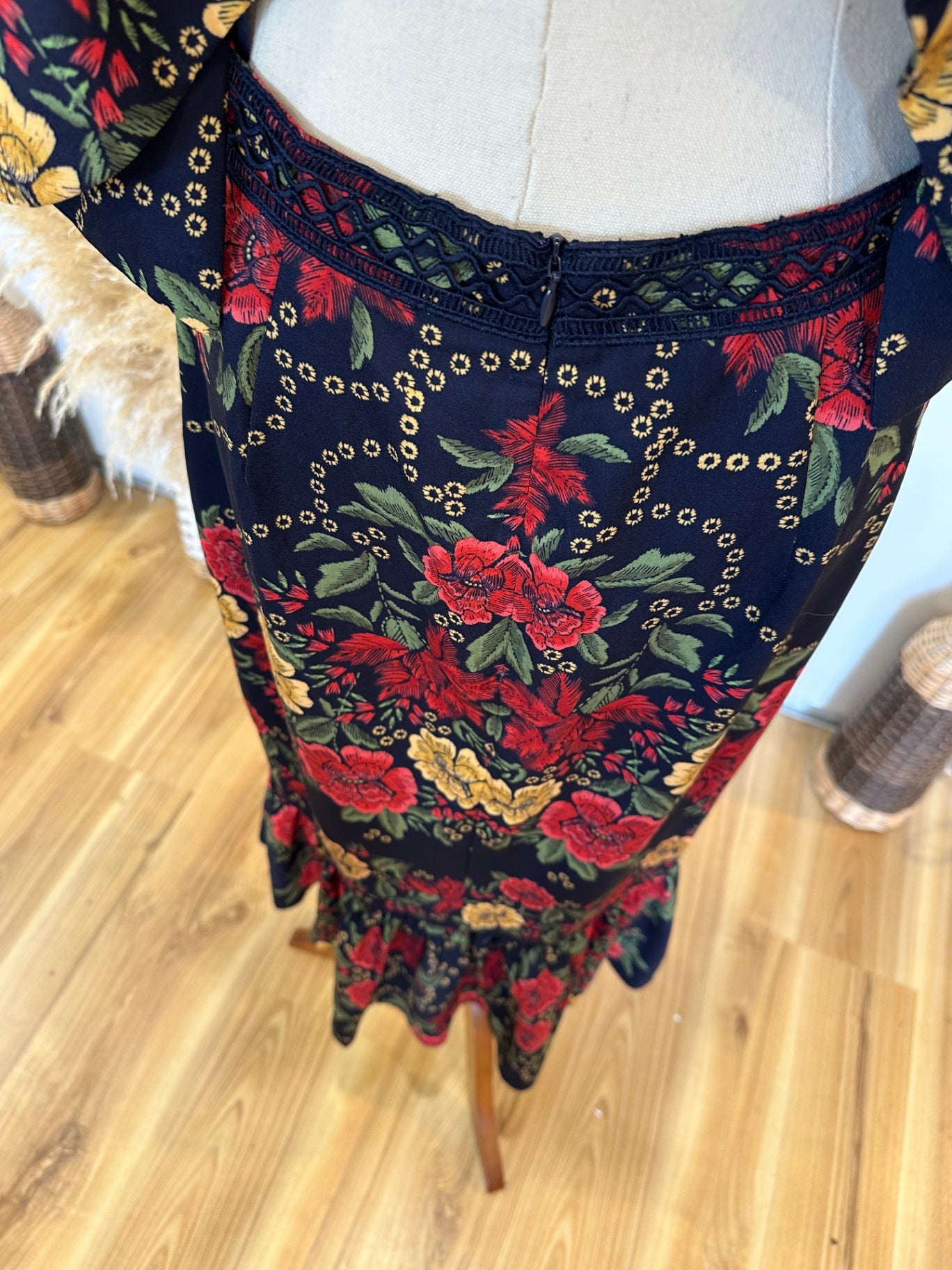 Finders - Navy Floral Dress with feature back - Size Medium