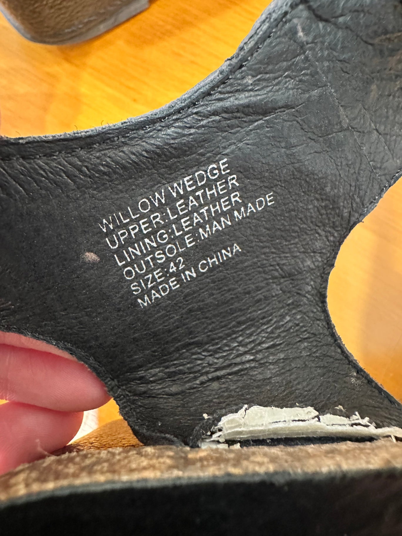 Taking Shape - Black Leather Wedge Sandals - Size EU 41