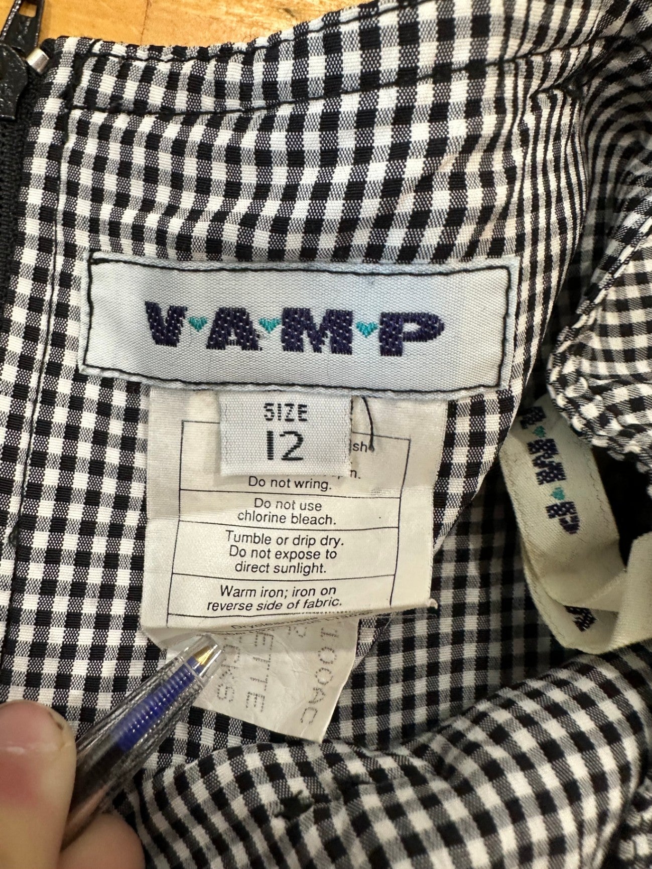 Vamp - Vintage 90's Skirt - Small / Medium - Black and white Gingham