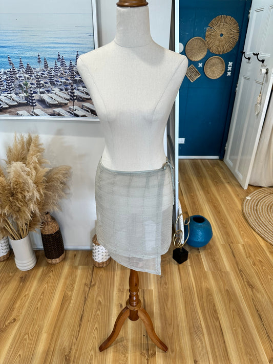 Country Road - Vintage 90's Wrap Skirt - Size 8 - Grey / Silver