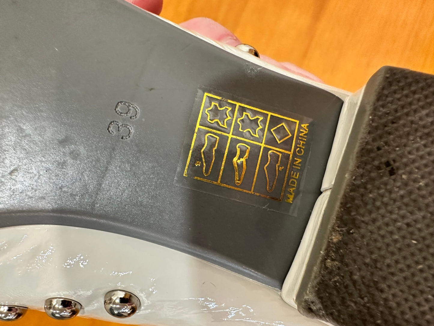 Charlie Rose - Grey Patent Leather Slides with Stud Feature - Size EU 39 - RRP $200