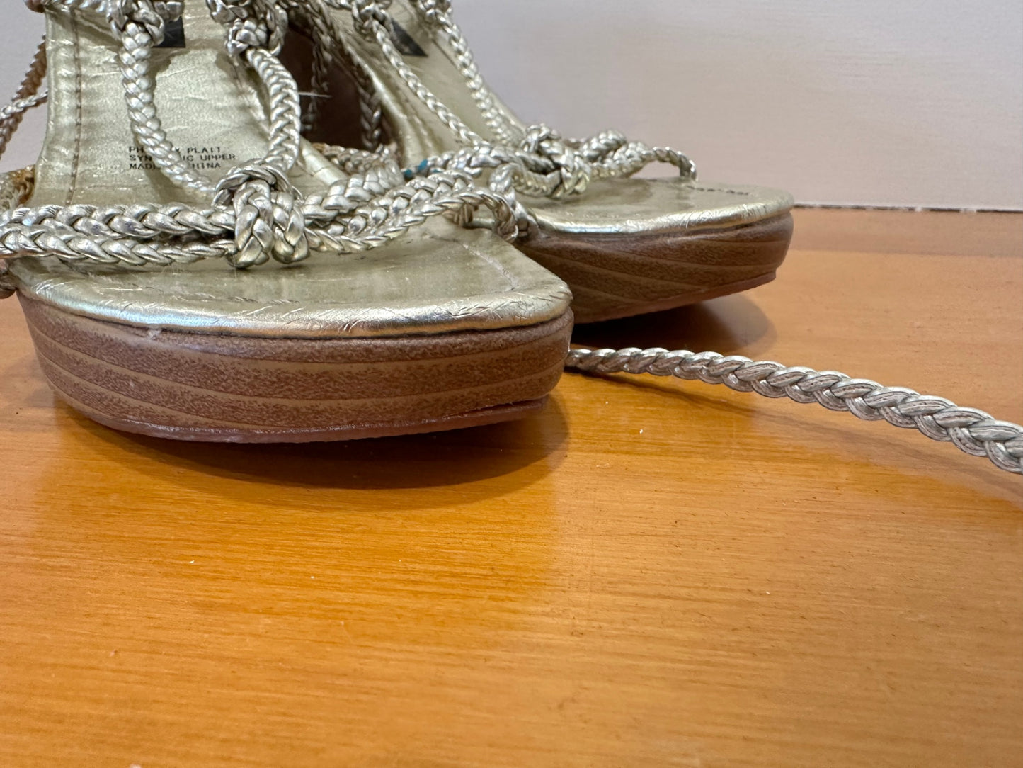 Tuesday - Strappy Gold Wedges - Size 8