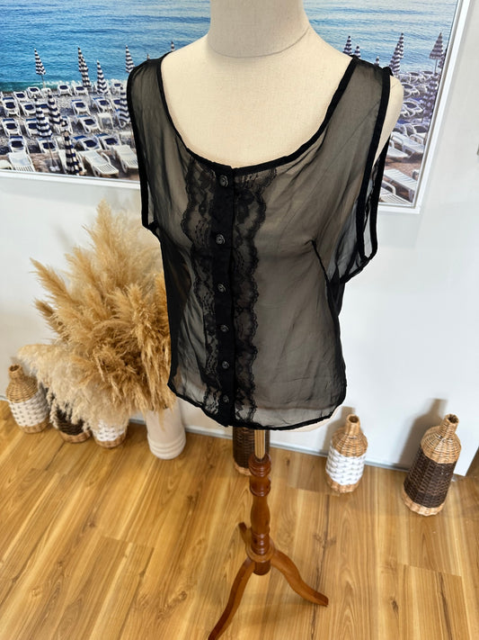 CLE Paris - See-through Top - Small / Medium - Black