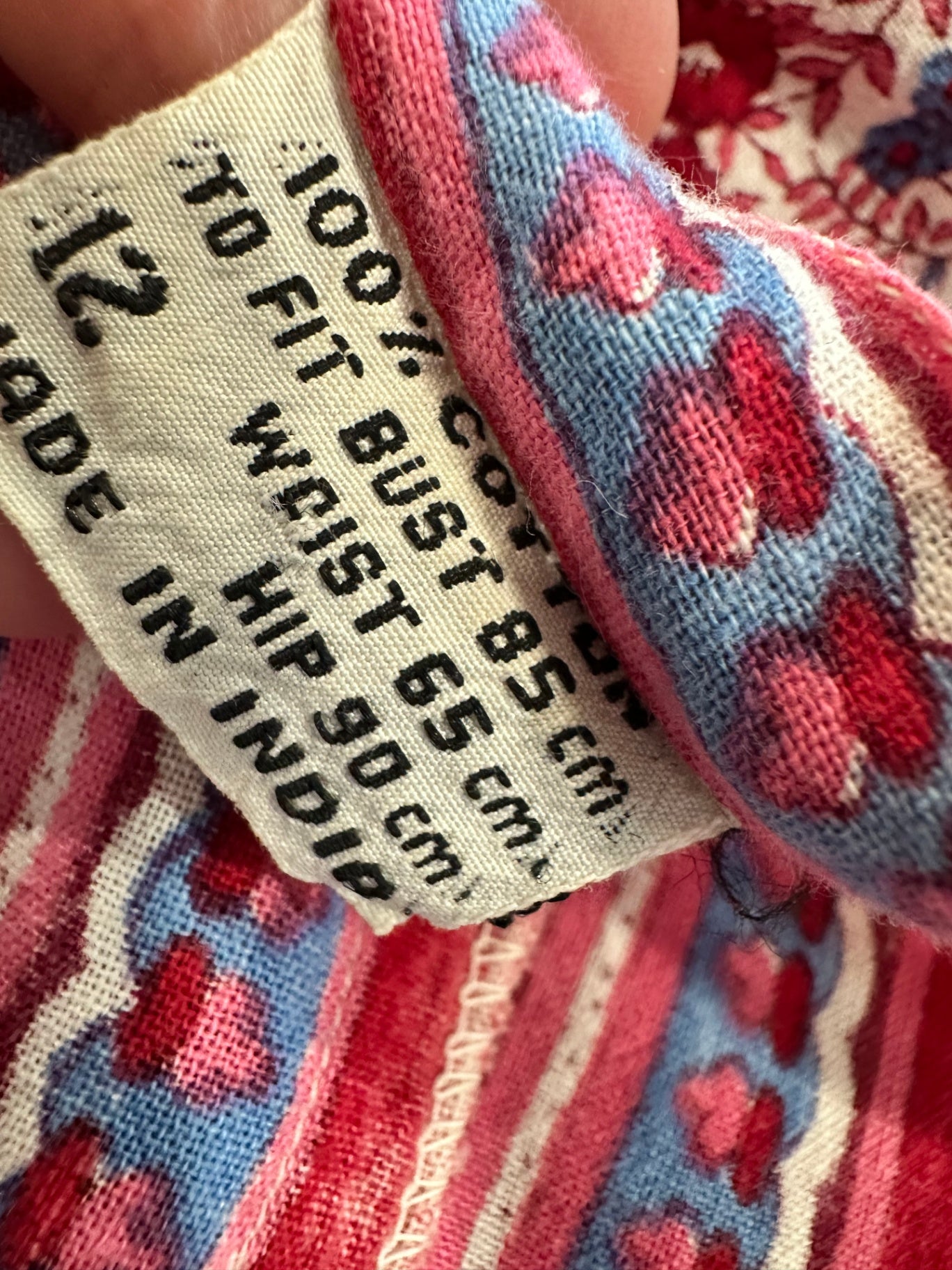 Bohemian Dress - 100% Cotton - Size 12 - Red and multicolour