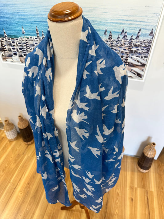 Apsara Scarf - One Size - Blue and White