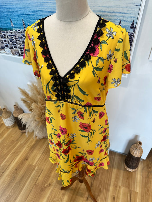 Stella - Size 14 - Yellow Floral Dress