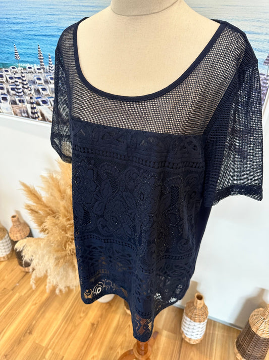 Holmes + Fallon - Diamante Top - Extra Large - Navy blue