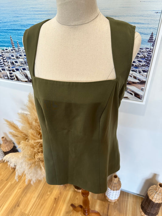 Sleeveless Blouse - Medium / Large - Olive Green