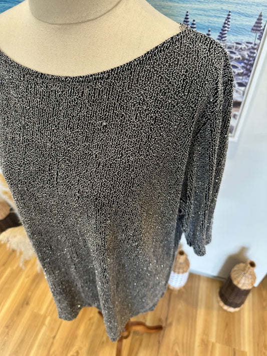 Black + Silver Knit Top