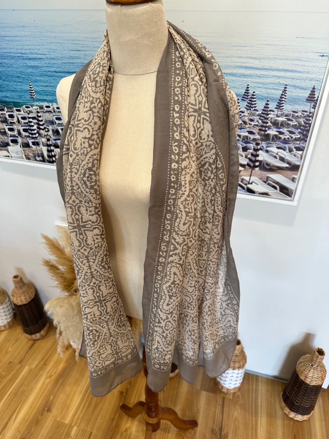 Scarf - Beige and Grey