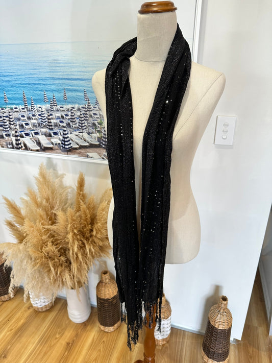 Duo (x2) Black and Silver Scarf Set