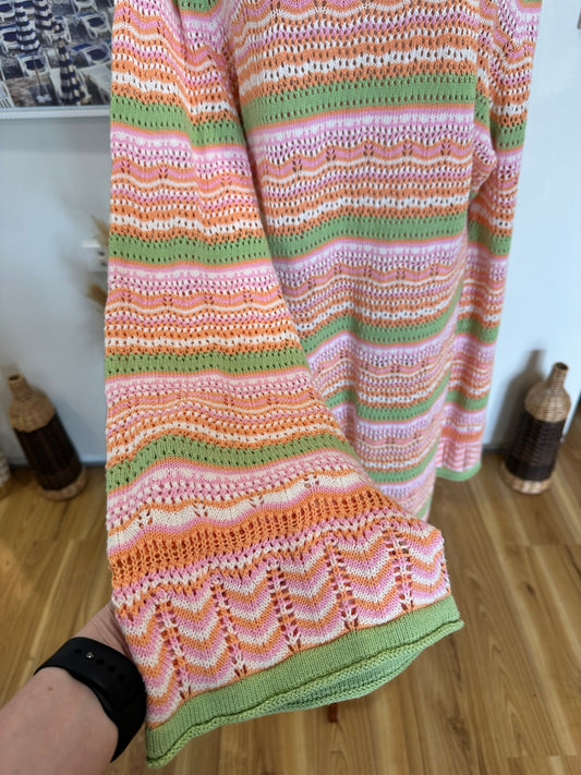Crochet Inspired Dress - Extra Large - Pink, Green, Orange, White