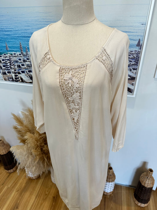 Glassons - Bohemian Dress - Size 16 - Cream