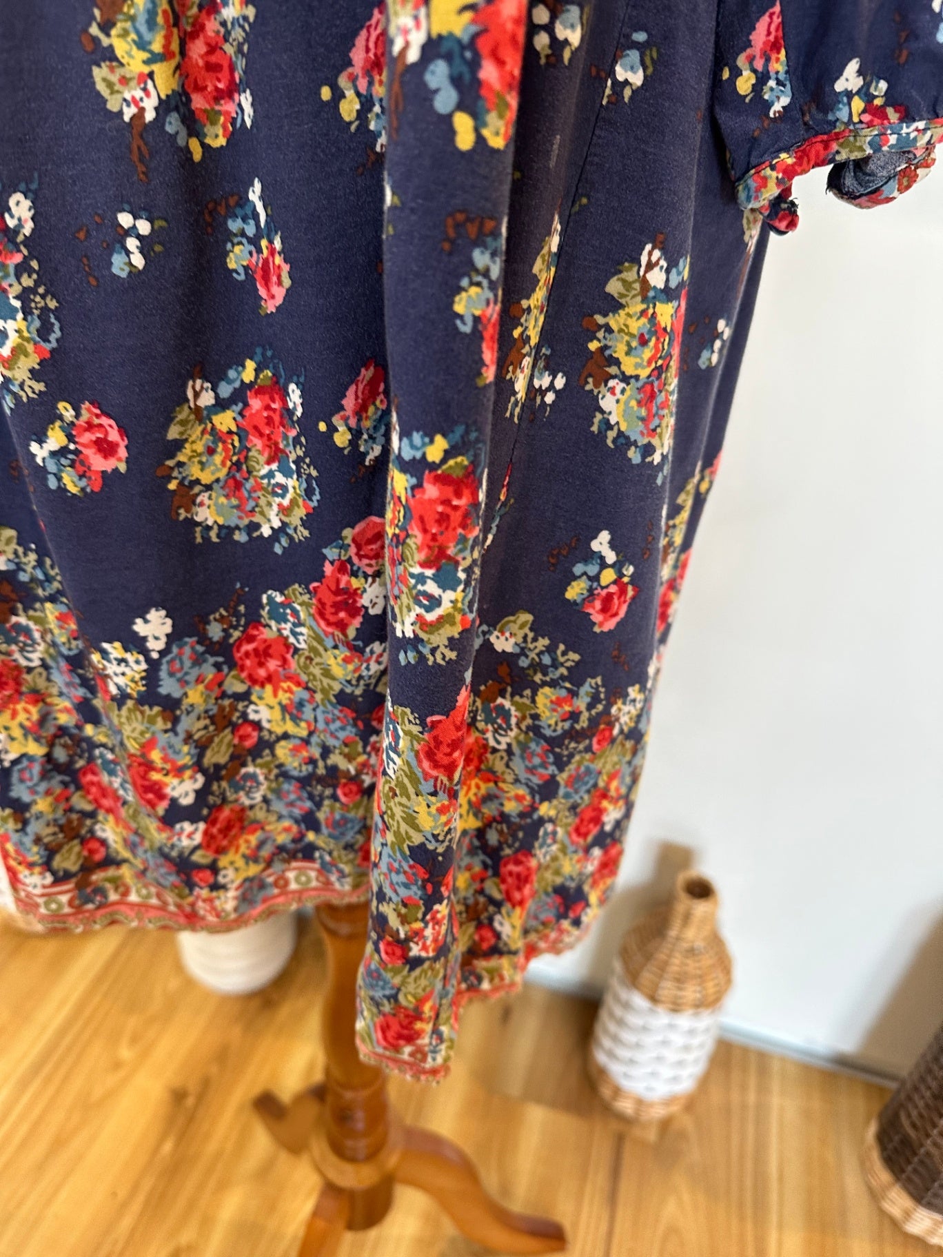Bohemian Dress - Small - Navy blue with floral print