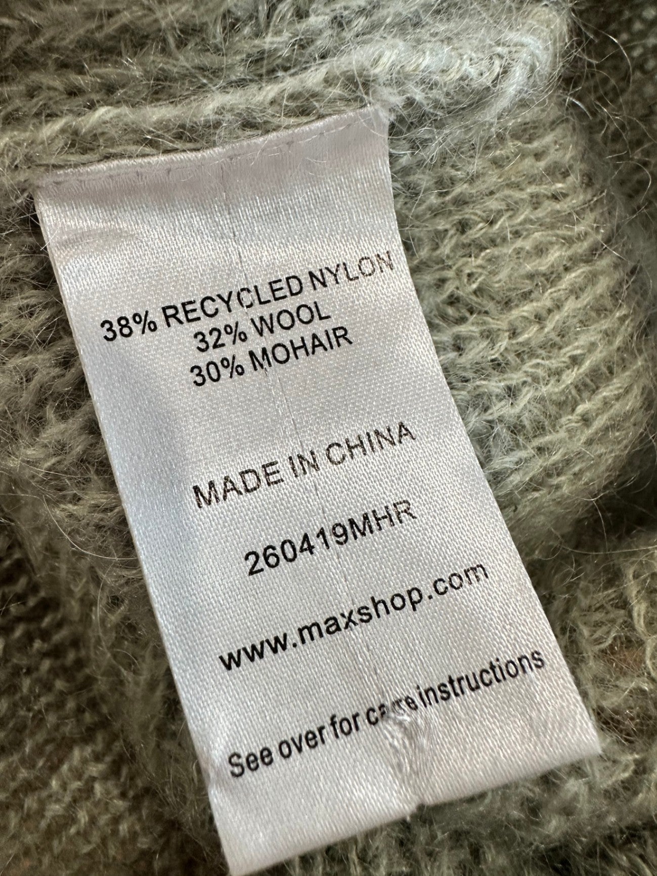 Max - Wool / Mohair Blend - Jumper - Large - Sea Foam