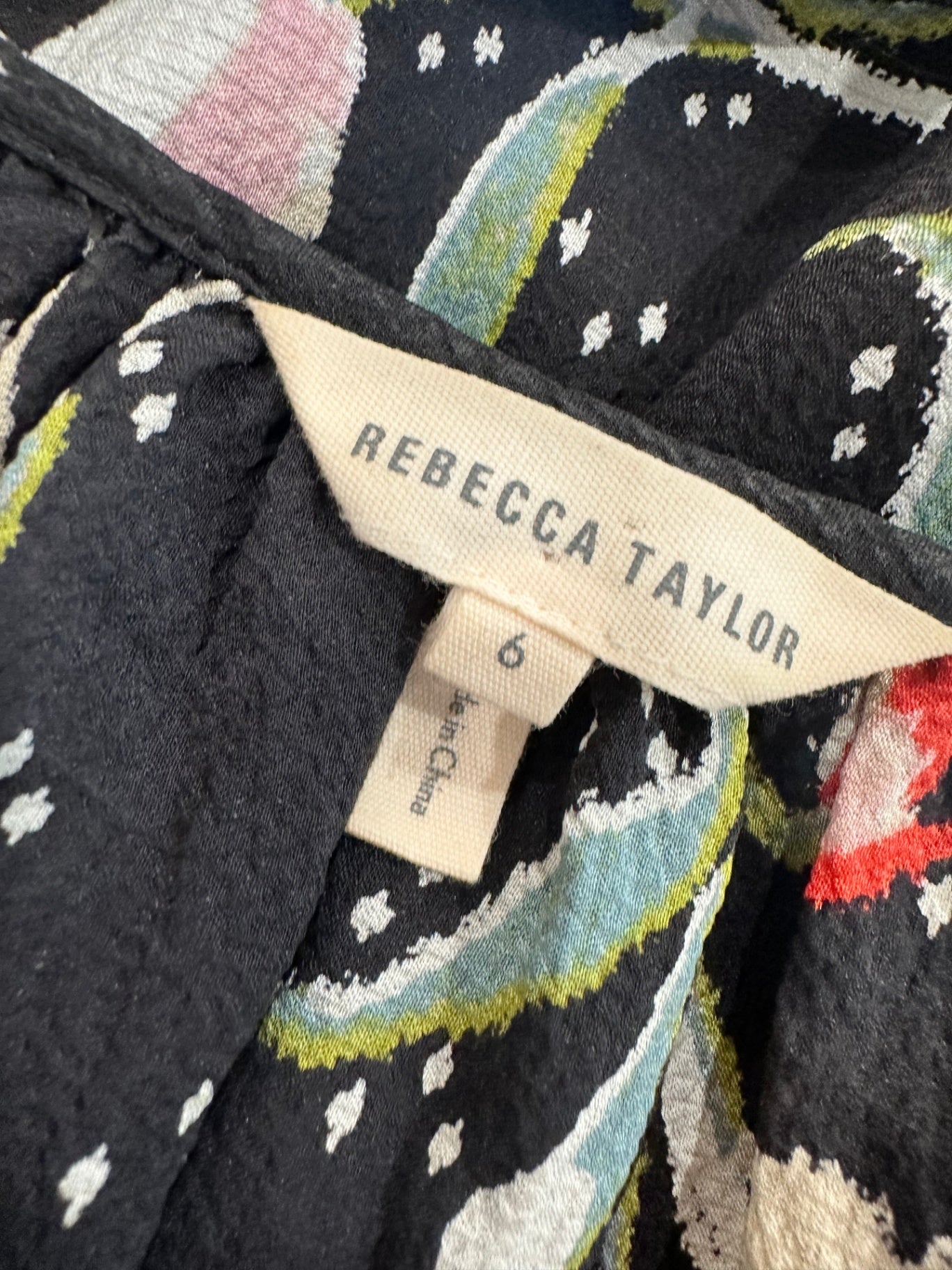 Rebecca Taylor Blouse - Size 6 - Black with multicolour floral print