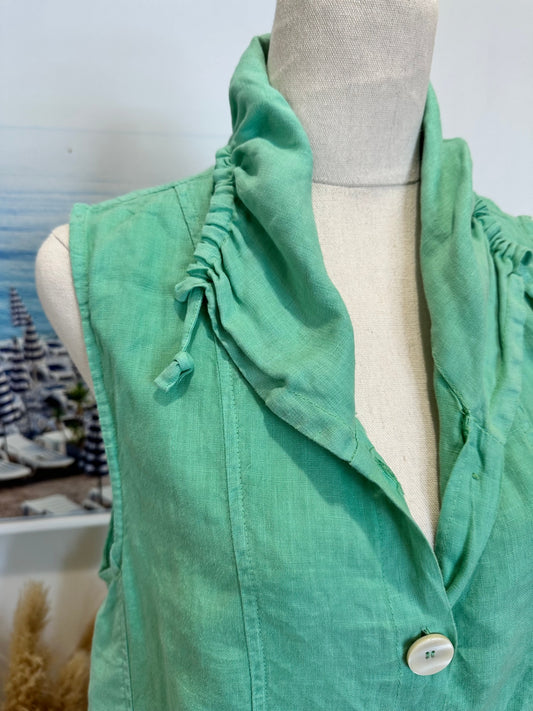 Haris Cotton - Size Medium - Linen Vest - Pale Green