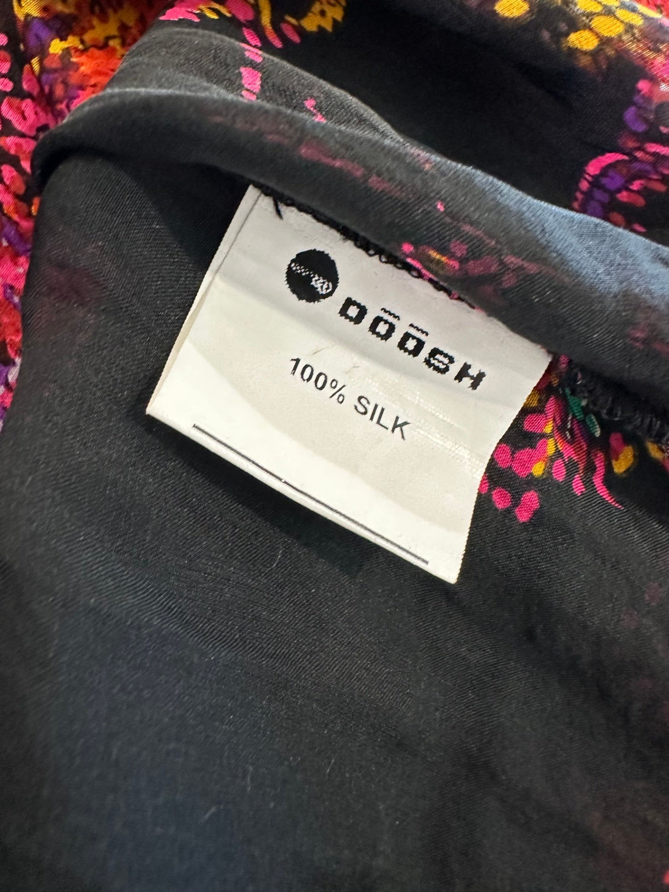 Doosh - Silk Top - Size 10 - Black w Bright Pink Fireworks