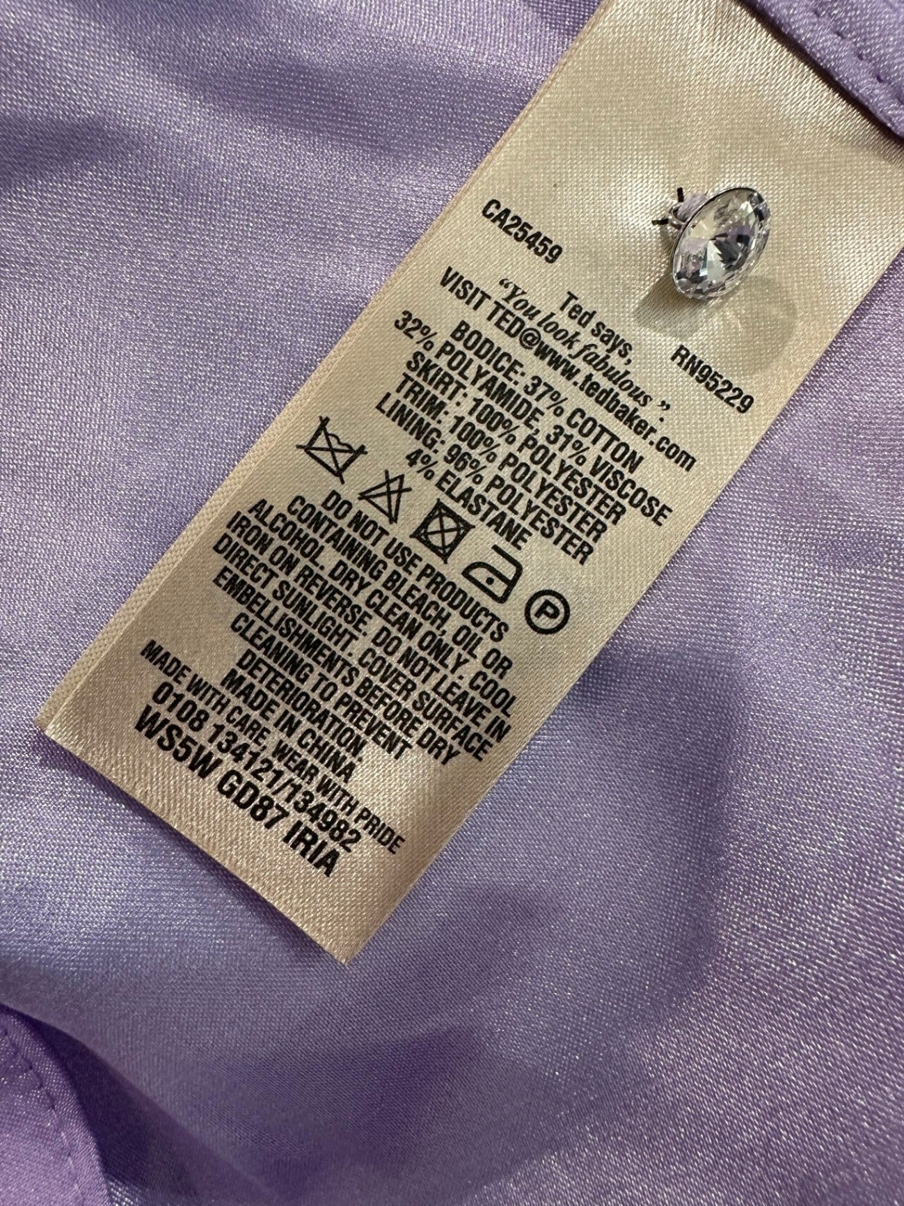 Ted Baker London - Dress w Embroidery and Diamantes - Size Small (US 2) - Purple