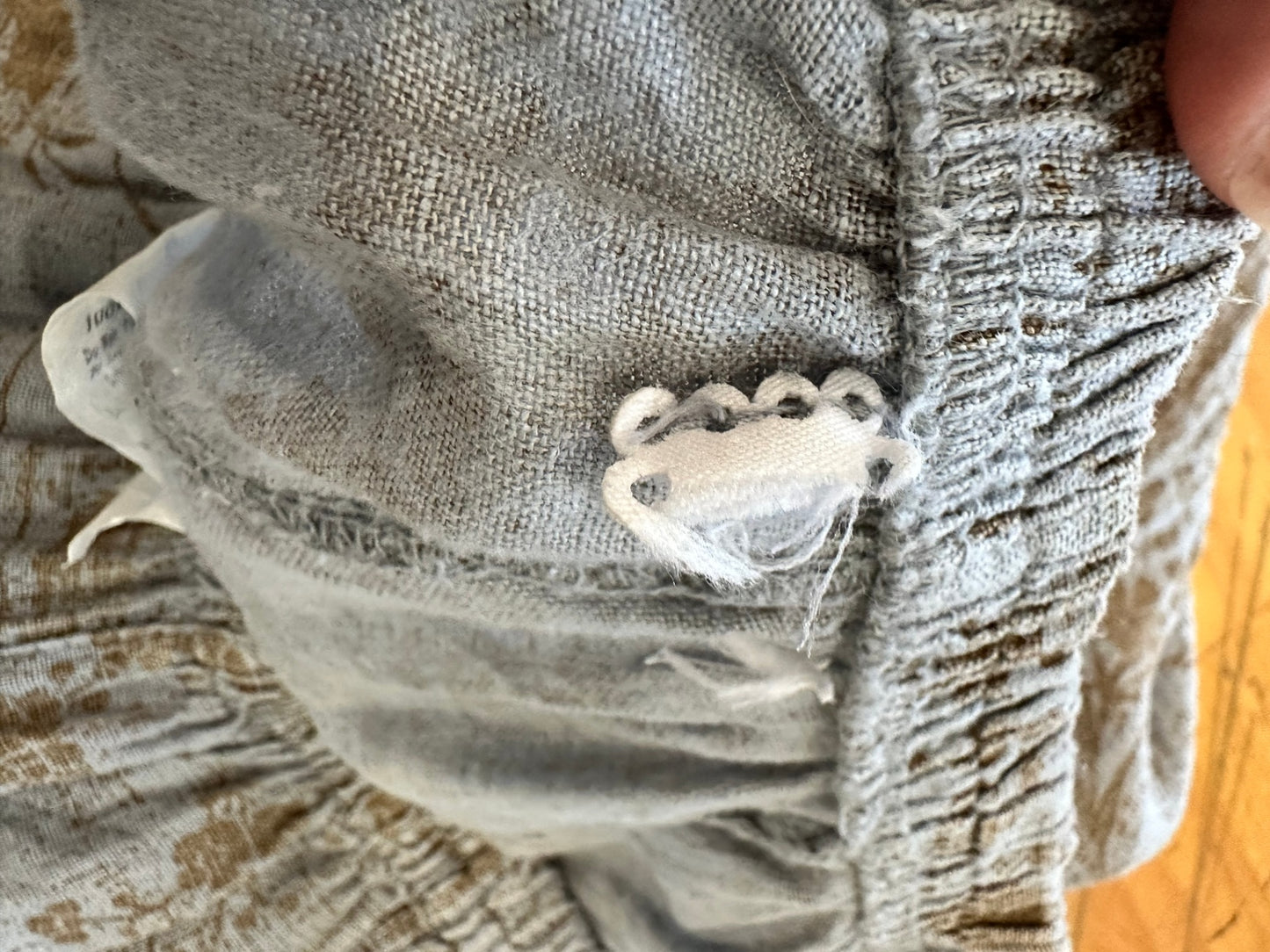 Linen Pants - Grey w Brown Print - Medium