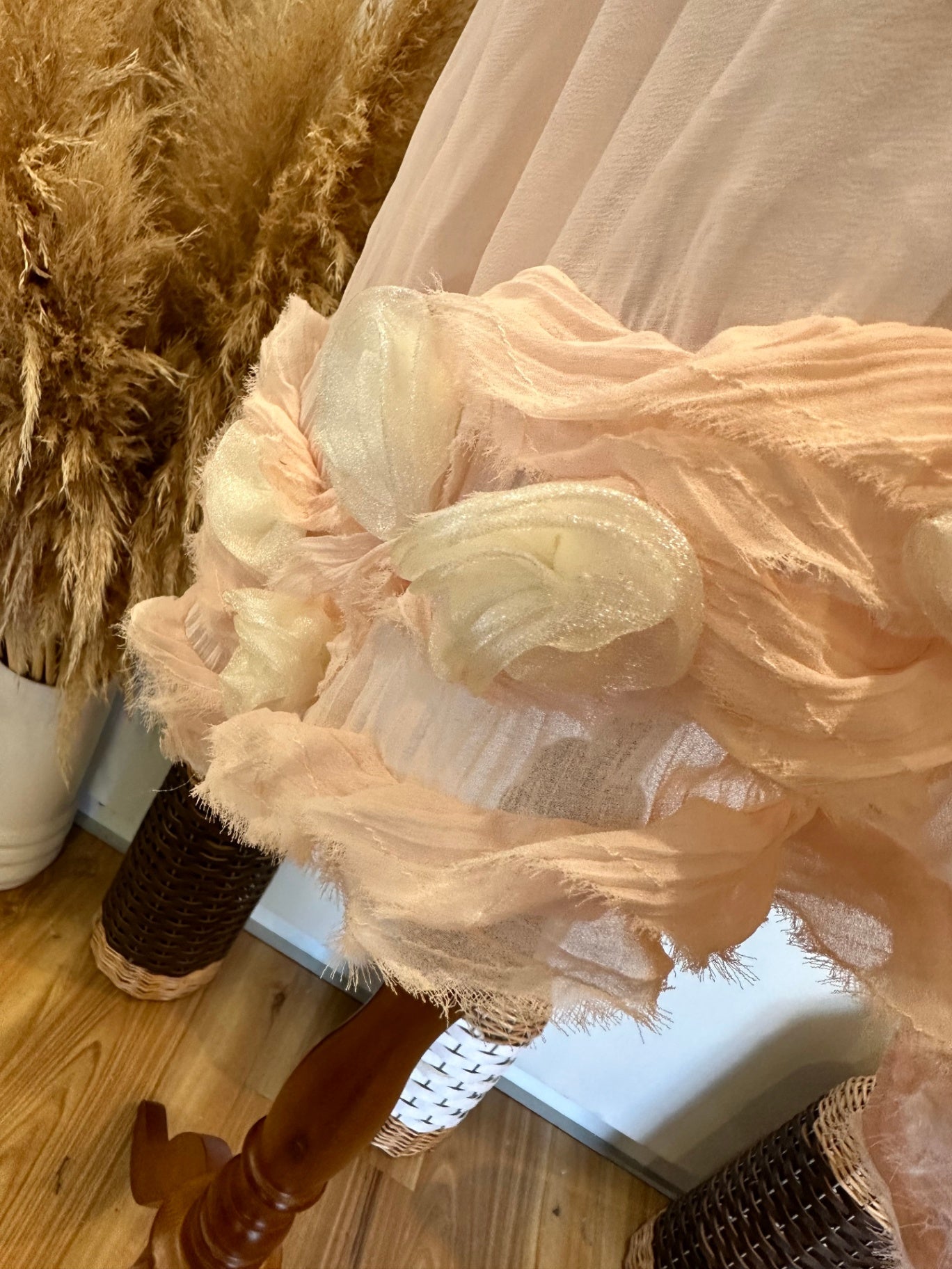 Pink Dress w Cream Rosettes - Approx Medium