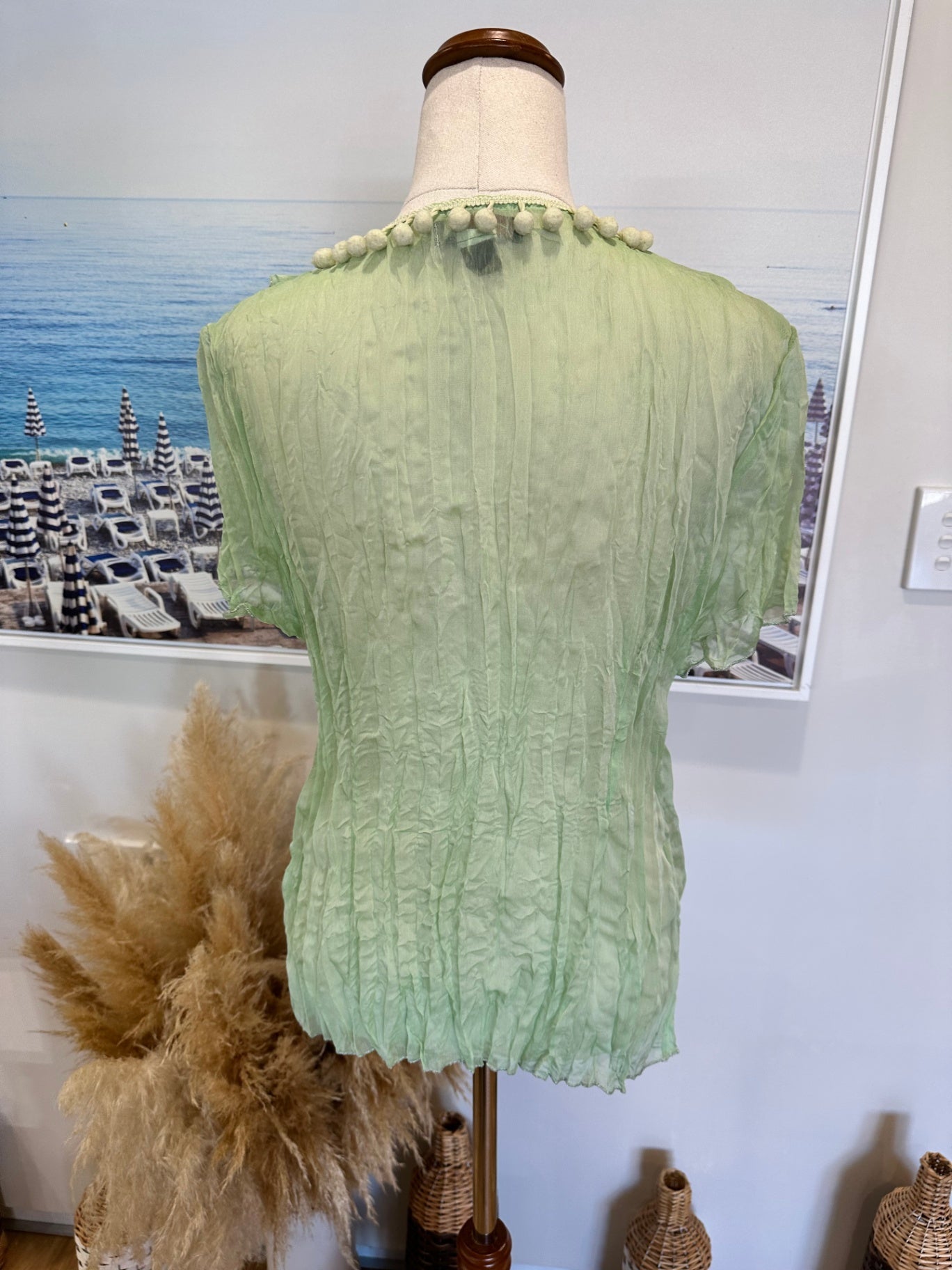 Pale Green w Pom Pom Top - Small / Medium