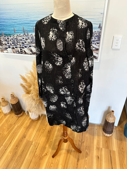 Q | Neel - Flax + Cotton Jacket - Size 14 - Black / Grey