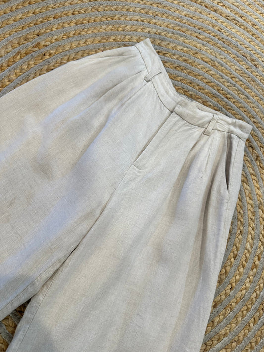 Dissh 100% Linen Pants – Women’s Oatmeal Casual & Comfortable Size 10