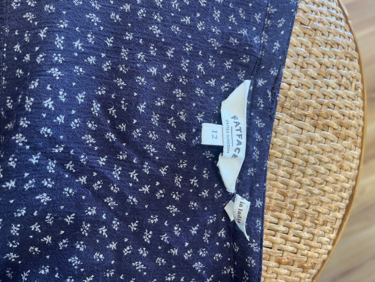 Fat Face Blouse Dark Grey Floral Size 12