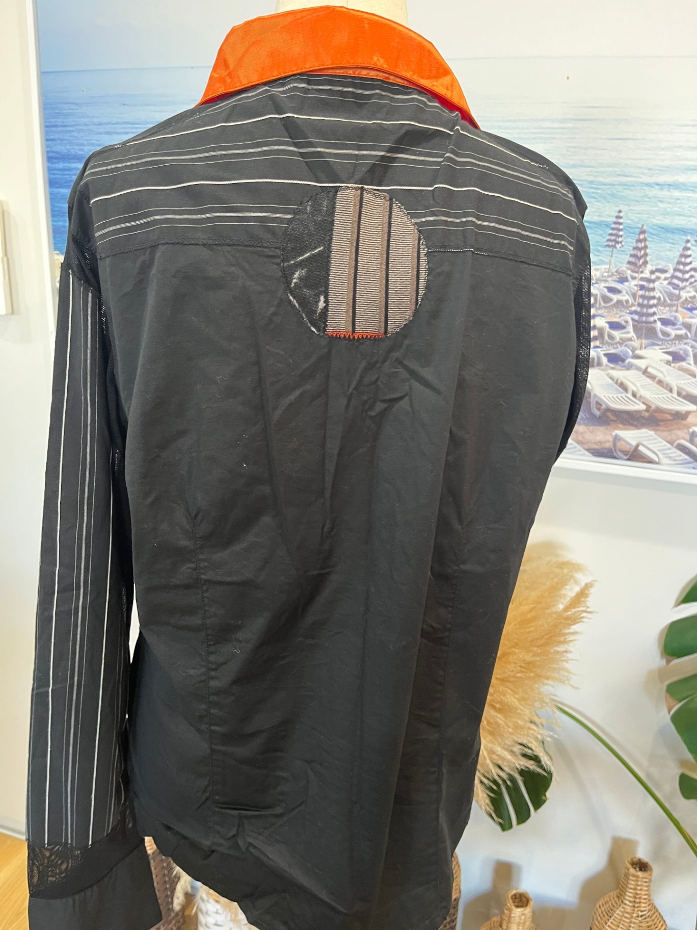 Didier Parakian Shirt Black with Orange Collar