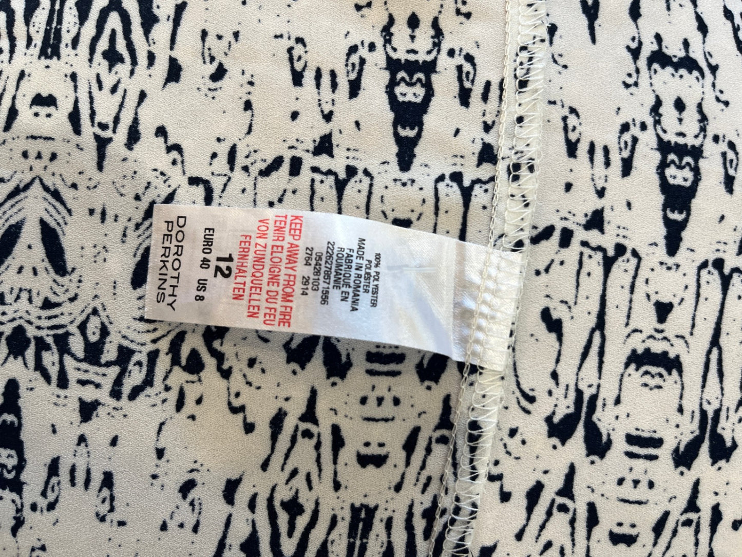 Dorothy Perkins Black and White Blouse Size 12